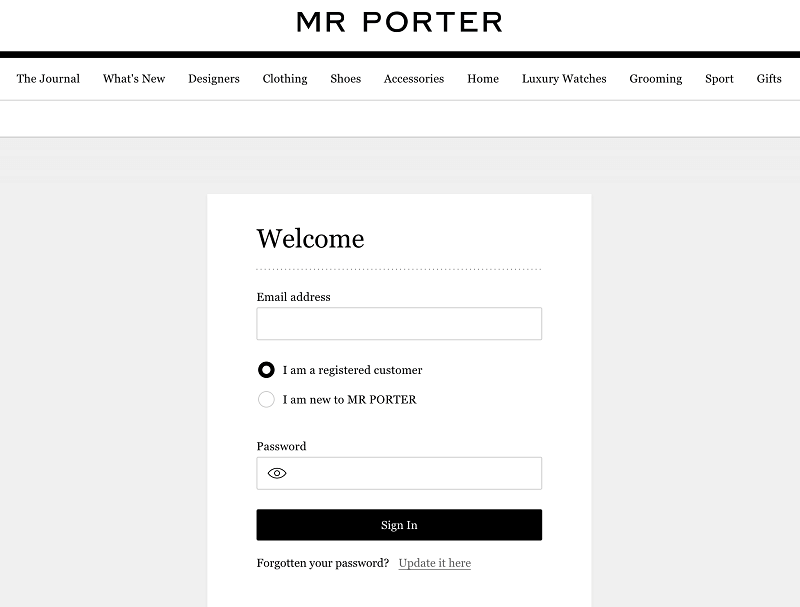MR PORTERサインイン